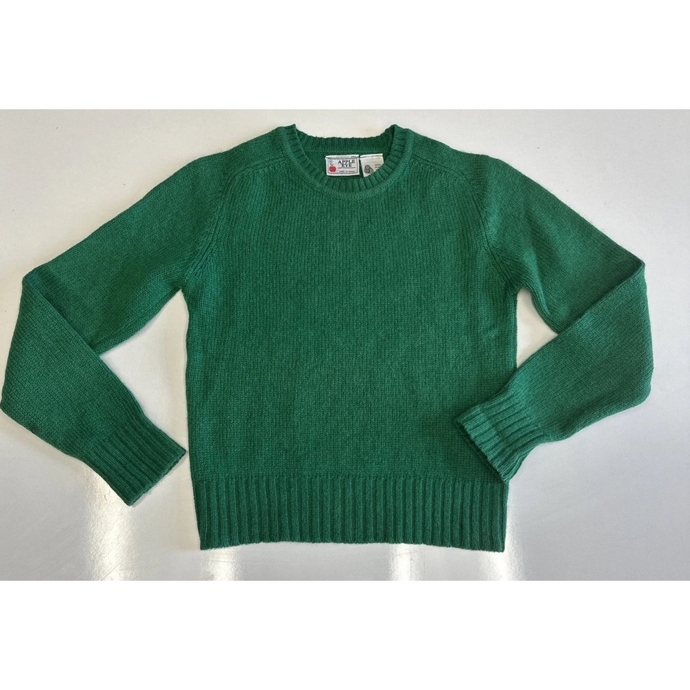 VTG Apple & Eve Green Crewneck Sweater Knit Ribbed Pullover Long Sleeve Youth M